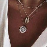 Bohemian and Shell 3 Piece Layer 18K Gold Plated Necklace