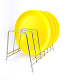 Premium Stainless Steel Plate Rack | Dish Rack | Plate Stand | Dish Stand | Lid Holder Utensil Rack for Kitchen - 6 Sections (Pack of 1) (Silver).