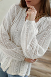 V-Neck Long Sleeve Button Up Lace Shirt