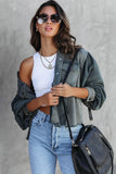 Gray Exposed Seam Patchwork Raw Hem Buttoned Jacket