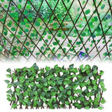 Retractable Artificial Garden Fence Expandable Faux Ivy Privacy Fence Wood Vines Climbing Frame Gardening Plant Home Decorations