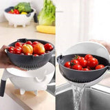 Shopper52 9 in 1 Vegetable Cutter with Drain Wet Basket Kitchen Shredder Grater Slicer Magic Multifunctional Rotate Vegetable Cutter - WETBASK