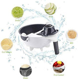 Shopper52 9 in 1 Vegetable Cutter with Drain Wet Basket Kitchen Shredder Grater Slicer Magic Multifunctional Rotate Vegetable Cutter - WETBASK