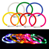 LED Dog Collar USB Charging Flashing Night Cat Collars Luminous Anti-Lost Avoid Car Accident Safety Pets Harnesses Leads