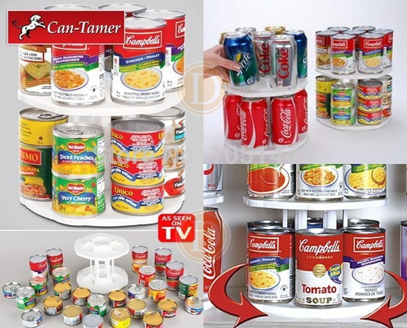 Tier Can Tamer Food Beverage Can Carouse Fridge Space Saver Organizer