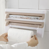 Paper Towel Tissue Storage Rack Kitchen Film Cling 4 In 1 Multifunctional Paper Dispenser Wall Mounted Paper Towl Roll Holder