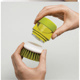 GQIYIBBEI 1PCS/Palm Scrub Dish Brush with Washing Up Liquid Soap Dispenser Storage Stand Kitchen Cleaning Tools Cleaning Brush