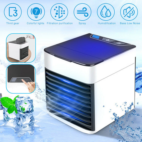 Mini USB Air Cooler Portable Air Conditioner Humidifier Purifier 7 Color Light Desktop Air Cooling Fan Air Cooler Fan for office