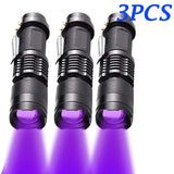 UV LED Flashlight Mini LED Torch 395nm Zoomable blacklight Wavelength Violet Light Pet Urine Scorpion Feminine hygiene Detector