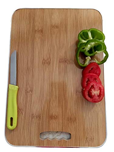 Essential Kitchen Chopping Board with 1Pc Paring Knife & 1Pc Peeler Ideal for Chopping Fruits-Vegetables - Breads & More - (L=29xB=20xH=0.4cm) ? Pink ? 3 Pcs Chopper Set - Anti-Rust