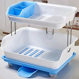Prexo Kitchen 2 Layer Sink Dish Plate Drainer Drying Rack Wash Organizer with Tray Utensil Holder Basket (Color May Vary)