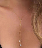 Double Pearl Lariant 18K Gold Plated Necklace