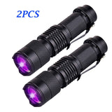 UV LED Flashlight Mini LED Torch 395nm Zoomable blacklight Wavelength Violet Light Pet Urine Scorpion Feminine hygiene Detector