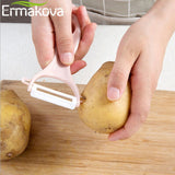 ERMAKOVA Ceramic Blade Fruit Vegetable Peeler Cutter Potato Apple Carrot Cucumber Peeler Fruit Ceramic Y Peeler Kitchen Gadget