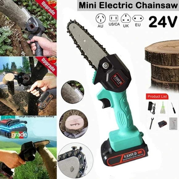 24V Rechargeable MINI Electric Chainsaw  Wood Cutting Lithium Chainsaw Bracket Adjustable Universal Chain Saw Battery-Powered