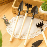 Mini Portable Gardening Tool Metal Head Shovel Rake Spade Plant Garden Soil Raising Flowers Wooden Handle Tool Set