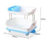 Prexo Kitchen 2 Layer Sink Dish Plate Drainer Drying Rack Wash Organizer with Tray Utensil Holder Basket (Color May Vary)