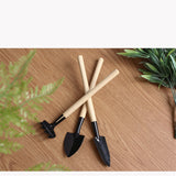 Mini Portable Gardening Tool Metal Head Shovel Rake Spade Plant Garden Soil Raising Flowers Wooden Handle Tool Set