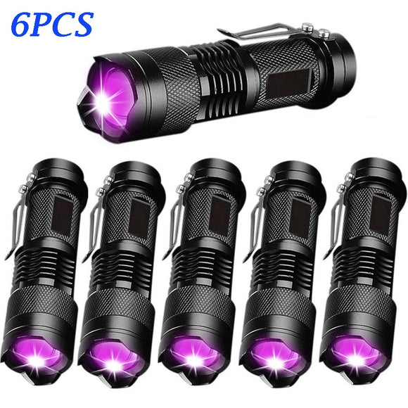 UV LED Flashlight Mini LED Torch 395nm Zoomable blacklight Wavelength Violet Light Pet Urine Scorpion Feminine hygiene Detector