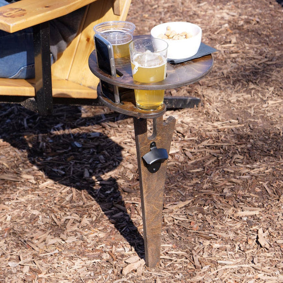 Portable Beer Wine Table with Foldable Round Desktop