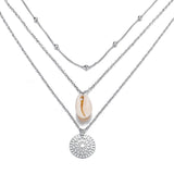 Bohemian and Shell 3 Piece Layer 18K Gold Plated Necklace