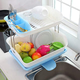 Prexo Kitchen 2 Layer Sink Dish Plate Drainer Drying Rack Wash Organizer with Tray Utensil Holder Basket (Color May Vary)