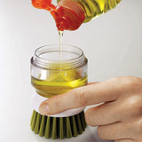 GQIYIBBEI 1PCS/Palm Scrub Dish Brush with Washing Up Liquid Soap Dispenser Storage Stand Kitchen Cleaning Tools Cleaning Brush