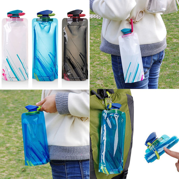 Reusable 700mL Sports Travel Portable Collapsible Folding Drink Water Bottle