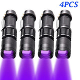 UV LED Flashlight Mini LED Torch 395nm Zoomable blacklight Wavelength Violet Light Pet Urine Scorpion Feminine hygiene Detector