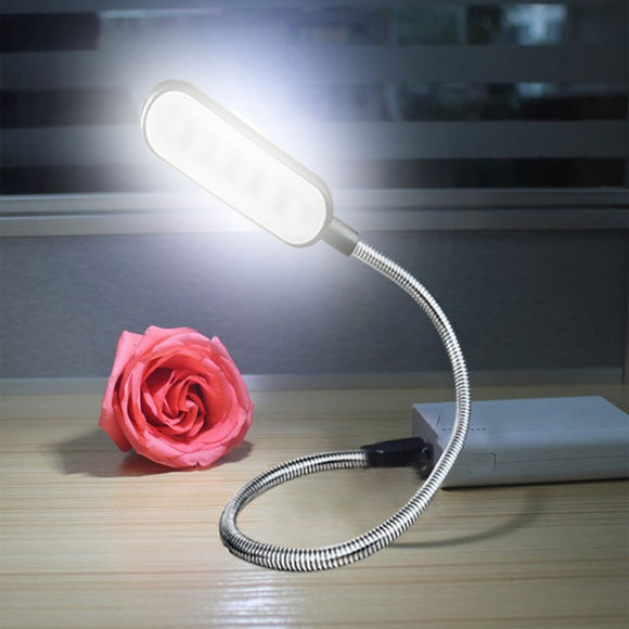 Flexible USB LED Desk Lamps 360 Degree DC 5V Portable Adjustable Table Lamp 6 LEDs Reading Book Lights Nightlight For Laptop PC