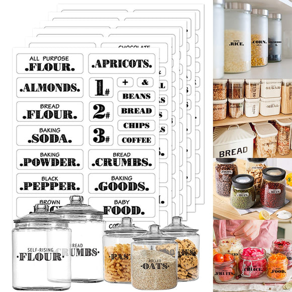 Waterproof Transparent Food Label Stickers Self-Adhesive Resistant Home Kitchen Pantry Stickers Organization Label